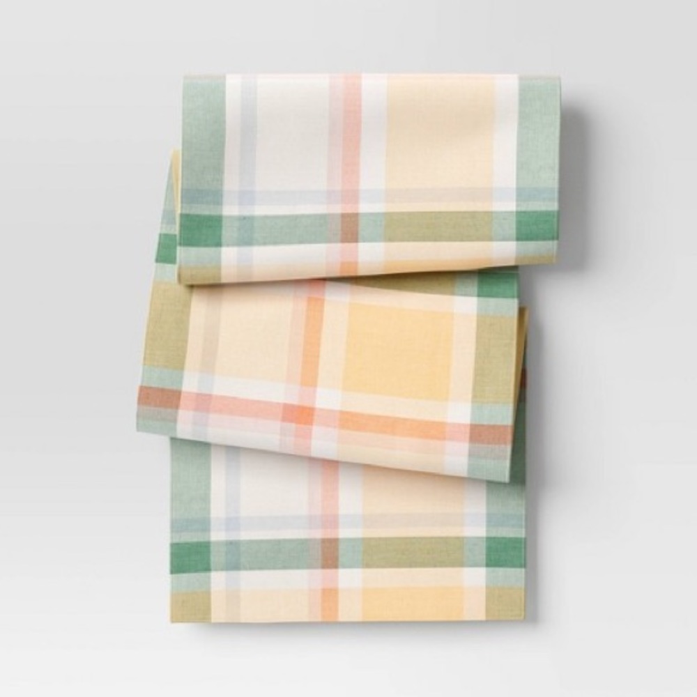 72" x 14" Plaid Table Runner - nwt Threshold easter spring